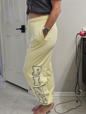 1/2 Off Victoria's Secret PINK Yellow Drawstring Sweat Pants With Pockets Medium
